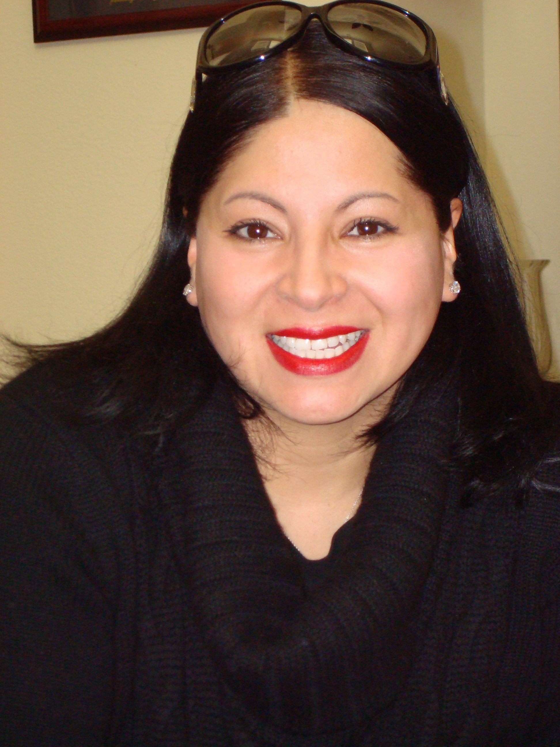 City girl in red lipstick